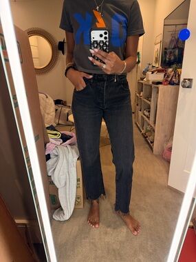 Moussy Black Washed Straight Leg Jeans